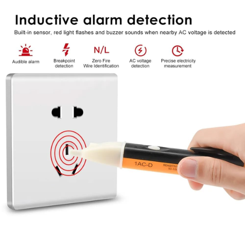 Picture of Non-contact Volt Alert Electrical Tester Socket Wall AC Power Outlet Voltage Detector Sensor Tester Electric Test Pen LED Light Voltage-Electrical Trade Tools &amp; Testers-Nr mart - Multicolor