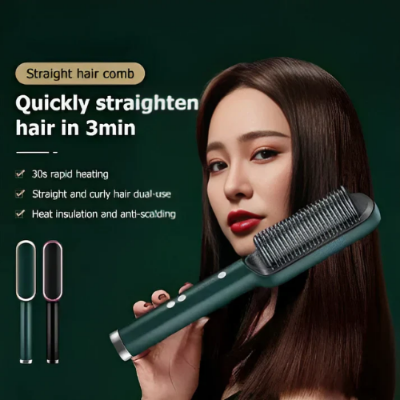 Picture of 2in1 Curly Hair Straightener Straight Hair Straight Hair Splint Negative Ion Straight Hair Comb Professional Electric Hair Straightener Brush Heated Comb Straig -htening Combs Men - NR Mart-2024 - Multicolor