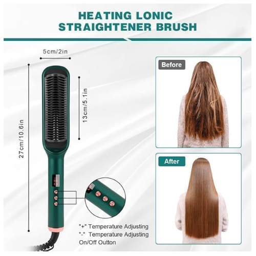 Picture of 2in1 Curly Hair Straightener Straight Hair Straight Hair Splint Negative Ion Straight Hair Comb Professional Electric Hair Straightener Brush Heated Comb Straig -htening Combs Men - NR Mart-2024 - Multicolor