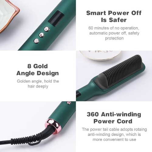 Picture of 2in1 Curly Hair Straightener Straight Hair Straight Hair Splint Negative Ion Straight Hair Comb Professional Electric Hair Straightener Brush Heated Comb Straig -htening Combs Men - NR Mart-2024 - Multicolor