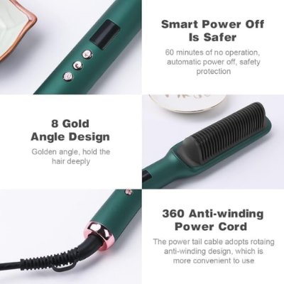 Picture of 2in1 Curly Hair Straightener Straight Hair Straight Hair Splint Negative Ion Straight Hair Comb Professional Electric Hair Straightener Brush Heated Comb Straig -htening Combs Men - NR Mart-2024 - Multicolor