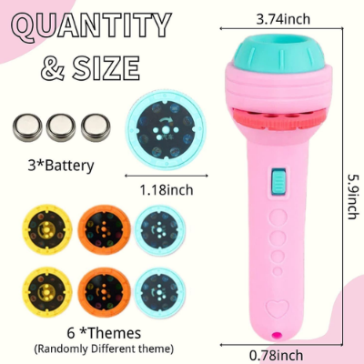 Picture of Mini Projector Torch Kids Flashlight Story book Educational Light-up Toys Sleep Light Preschool Fairy Tale Projection Lamp gift  - NR Mart-2024 - Multicolor