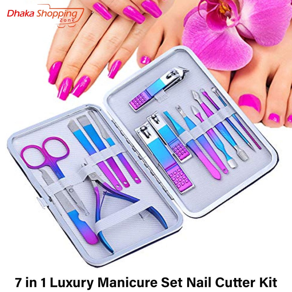 Picture of 7 in 1 Luxury Manicure Set Nail Cutter Kit- Nail & Cuticle Care-Nr mart - Multicolor