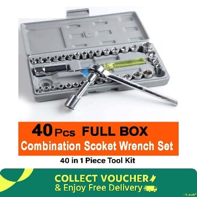 Picture of 40 in 1 Piece Tool Kit and Screwdriver and Socket Set-Screwdriver Set-Screw & Nut Drivers-Nr mart - Multicolor