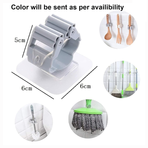 Picture of Wall Mounted Folding Rack Hanger Kitchen Utensil Storage Rack Mop Organizer - NR Mart-2024 - Multicolor