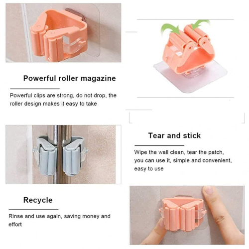 Picture of Wall Mounted Folding Rack Hanger Kitchen Utensil Storage Rack Mop Organizer - NR Mart-2024 - Multicolor