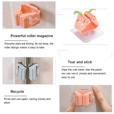 Picture of Wall Mounted Folding Rack Hanger Kitchen Utensil Storage Rack Mop Organizer - NR Mart-2024 - Multicolor