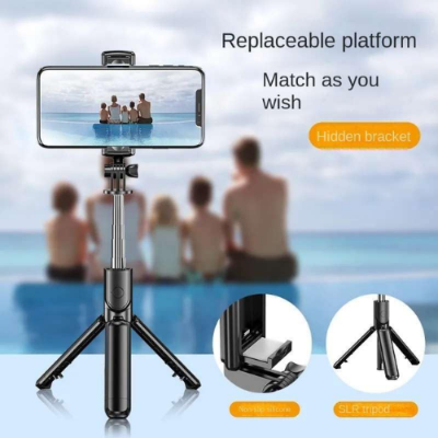 Picture of P20S - 1 Wireless Blutooth Selfi Stick With Led Fill Light Desktop Live Tripod Mobile Stand Portable Stretchable Holder Anti-Shake Stabilizer Selfie Stick Self-Timer Artifact Rod - Selfie Stick  - NR Mart-2024 - Multicolor