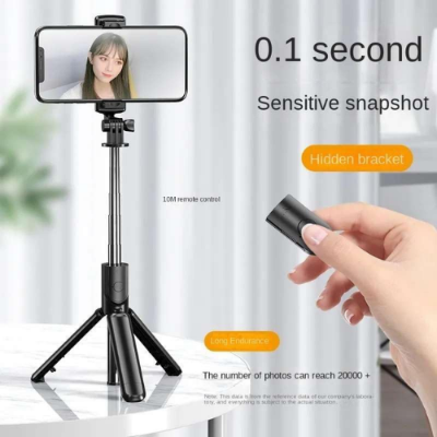 Picture of P20S - 1 Wireless Blutooth Selfi Stick With Led Fill Light Desktop Live Tripod Mobile Stand Portable Stretchable Holder Anti-Shake Stabilizer Selfie Stick Self-Timer Artifact Rod - Selfie Stick  - NR Mart-2024 - Multicolor