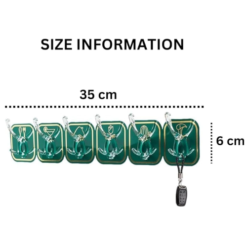 Picture of New Light Luxury Punch-Free Six Row Hook Strong Hook Plastic Keychain Door Hanging Wall Rack Household Storage Tools-Picture Hangers & Hooks- NR Mart-2024 - Multicolor
