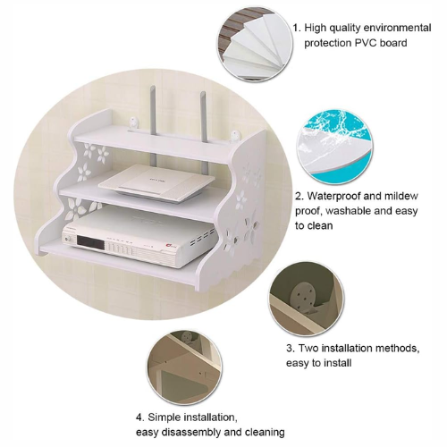Picture of WiFi Router storage Stand Set Wall Floating Shelves Wall Mount Model big (3 layer)-Space Savers-Nr mart - Multicolor