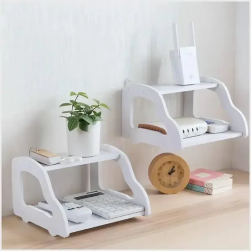 Picture of Wifi Router Stand Shelf Double Layer Wall Mounted Shelf Home decorator-Space Savers-Nr mart - Multicolor
