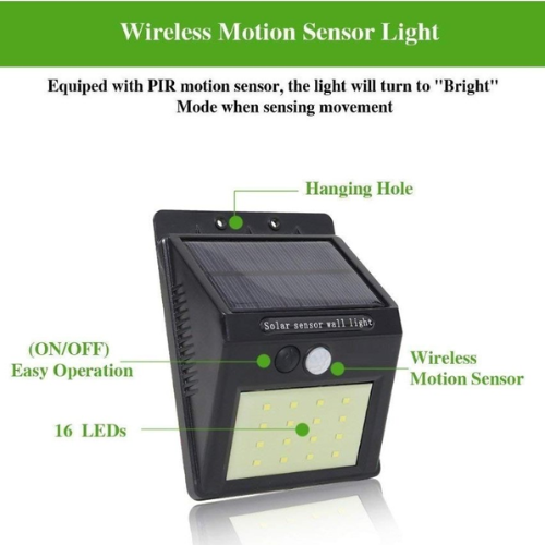 Picture of Solar Power 30 LED PIR Motion Sensor Wall Light Waterproof Outdoor Path Yard Garden Security Lamp - Wall Lights & Sconces-Wall Lights & Sconces-Nr mart - Multicolor