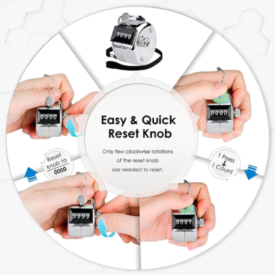 Picture of Metal Tasbih Tally Counter Manual Mechanical Clicker Tasbeeh with Finger Ring-Religious Items-Nr mart
