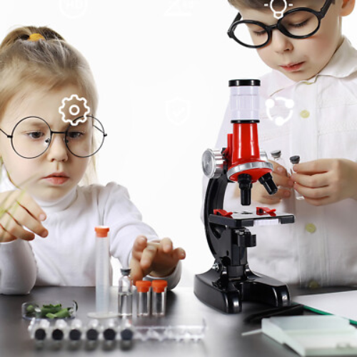 Picture of Microscope Toys Primary School Biological Science Experiment Equipment Kids Educational Toys Microscope Kit-Microscopes-Nr mart - Multicolor