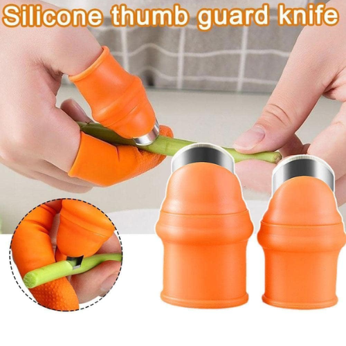Picture of Silicone Vegetable and Fruit Thumb Cutter Finger Cutter 5 in 1 kitchen accessories  - Minimalistic Sophistication- Fruit & Vegetable Tools-Nr mart - Multicolor