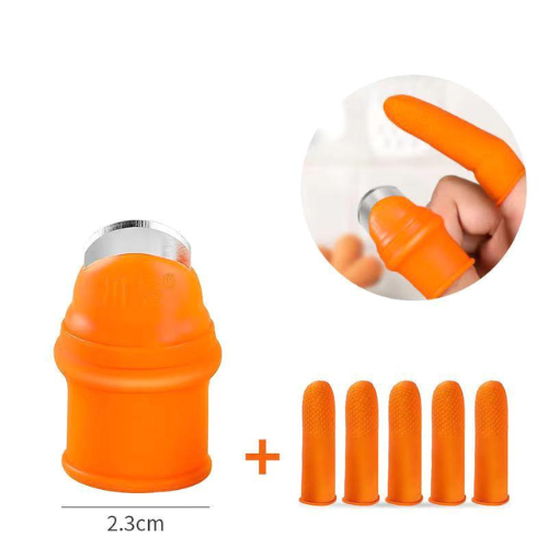 Picture of Silicone Vegetable and Fruit Thumb Cutter Finger Cutter 5 in 1 kitchen accessories  - Minimalistic Sophistication- Fruit & Vegetable Tools-Nr mart - Multicolor