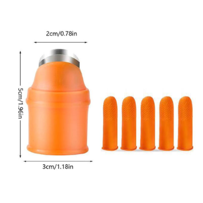 Picture of Silicone Vegetable and Fruit Thumb Cutter Finger Cutter 5 in 1 kitchen accessories  - Minimalistic Sophistication- Fruit & Vegetable Tools-Nr mart - Multicolor