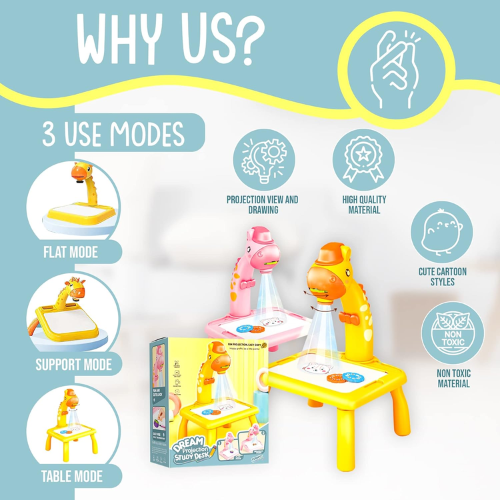 Picture of Children Learning Desk Trace And Draw Projector Art Drawing Board Projection Tracing Painting Table Toy Early Educational Gift For Boys Girls Over 3 Yearrs -Early Learning-Nr mart - Multicolor