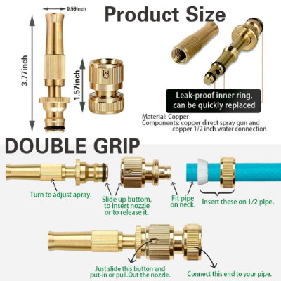 Picture of Copper High Pressure Sprinkler Sprayer Hose Pipe Nozzle Spraying Head Garden Irrigation Fitting-Watering Systems & Garden Hoses - NR Mart - Multicolor