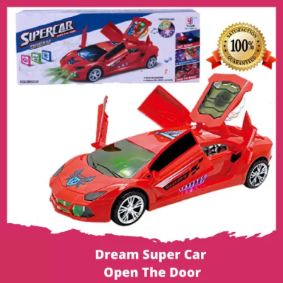 Picture of Dream Super Car Open The Door 3D Lighting and Music System Toy Car - NR Mart - baby car - Multicolor
