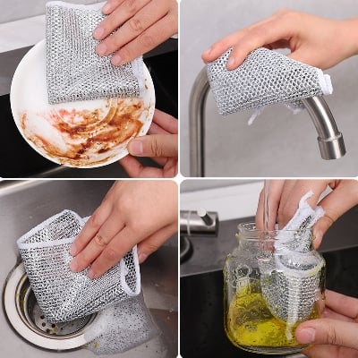 Picture of 12 Pcs Magic Cleaning Cloth Kitchen Dishwashing Towel Metal Steel Wire Cleaning Rag For Dish Pot Cleaning Tools - NR Mart - Dish Cloth & Towels - 12-Pcs