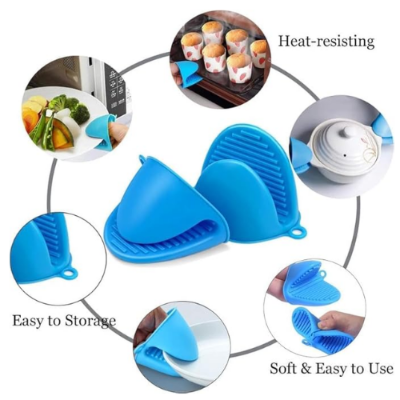 Picture of 2pcs Microwave Oven Mitt Heat Resistant Gloves Clips Silicone Anti-slip Glove Cooking Baking Kitchen Cooking Gadgets Oven Mitts - Nr mart - Multicolor