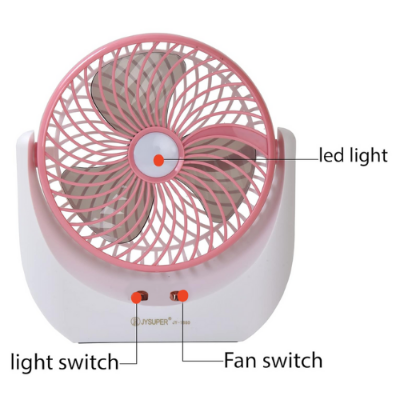 Picture of JY SUPER Portable Led Light With Mini Fan Charging Protection Strong Wind Fan With USB Port - Rechargeable Mini Fan-Mini Fans- Mini Fans-Nr mart - Multicolor