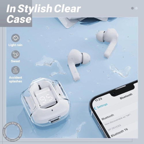 Picture of BT30 Mini transparent Wireless Bluetooth headset Digital display ENC noise reduction-Wireless earbuds-Nr mart - Multicolor