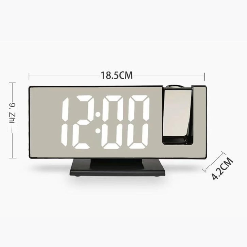 Picture of Digital Alarm Clock LED Large Mirror Display 180 ° Rotating Projector Electronic Clock - NR Mart - Multicolor