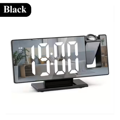 Picture of Digital Alarm Clock LED Large Mirror Display 180 ° Rotating Projector Electronic Clock - NR Mart - Multicolor