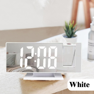 Picture of Digital Alarm Clock LED Large Mirror Display 180 ° Rotating Projector Electronic Clock - NR Mart - Multicolor