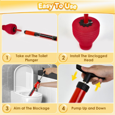Picture of Drain Plunger Flexible Strong High Pressure Home Toilet Dredge Sewer Dredge Device-NR Mart-2024 - Multicolor