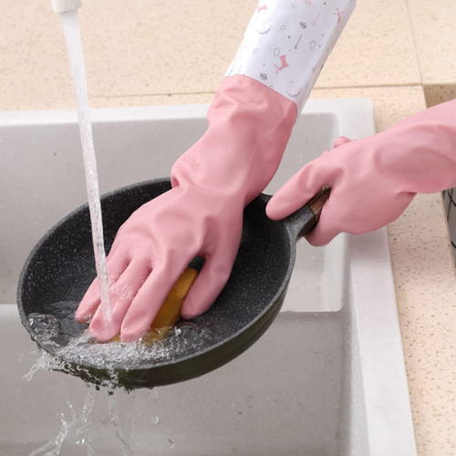 Picture of Dishwashing Cleaning Rubber Gloves Non-Slip Kitchen Glove Waterproof - NR Mart-2024 - Multicolor