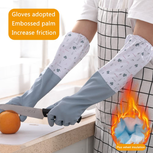 Picture of Dishwashing Cleaning Rubber Gloves Non-Slip Kitchen Glove Waterproof - NR Mart-2024 - Multicolor