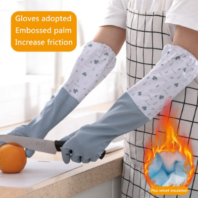 Picture of Dishwashing Cleaning Rubber Gloves Non-Slip Kitchen Glove Waterproof - NR Mart-2024 - Multicolor