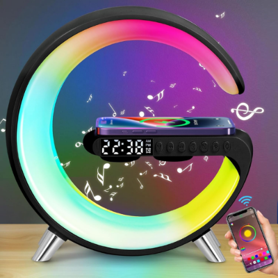 Picture of G63 Smart Light Sound Speaker Machine Fast Charging Alarm Clock 7-Color RGB Music Player Speaker - NR Mart-2024 - Multicolor