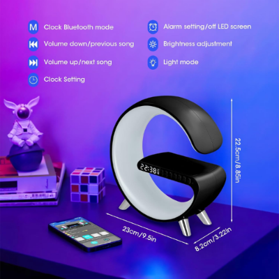 Picture of G63 Smart Light Sound Speaker Machine Fast Charging Alarm Clock 7-Color RGB Music Player Speaker - NR Mart-2024 - Multicolor