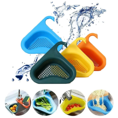 Picture of Sink Strainer Colander Drain Basket, Multifunction Saddle-Shaped Mesh Strainer, Corner Food Strainer Over The Sink for Kitchen Waste, Vegetable, Fruits (Pack of 3)(Multicolour)- NR Mart-2024 - Multicolor