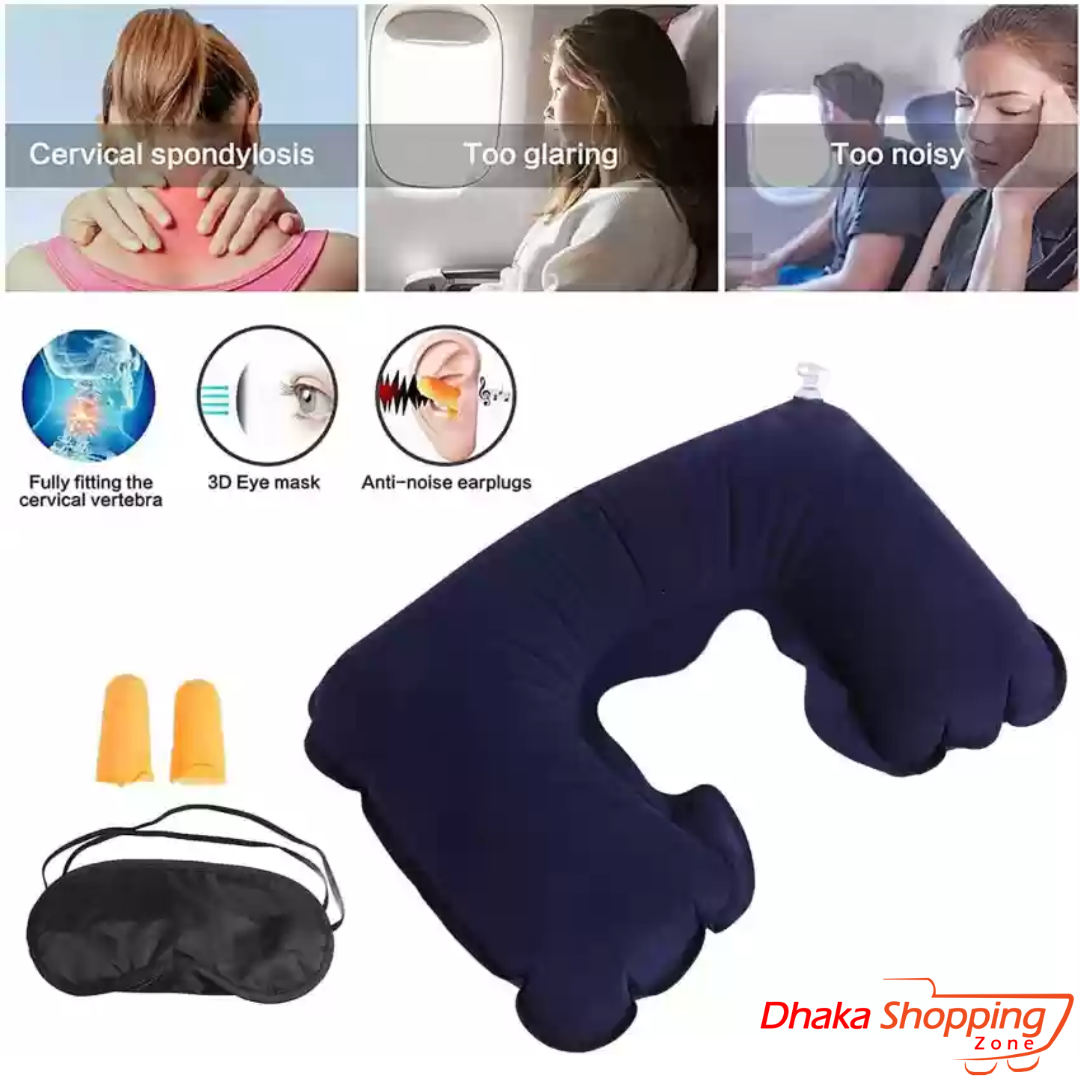 Picture of 3in1 Travel Selection Travel Set - Comfortable Neck Pillow, Eye Shade Mask, Ear Plugs -  NR Mart-2024 - Multicolor