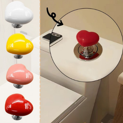Picture of Toilet Tank Button Heart-shaped Toilet Buttons Charming Bathroom for Replacement-NR Mart-2024 - Multicolor