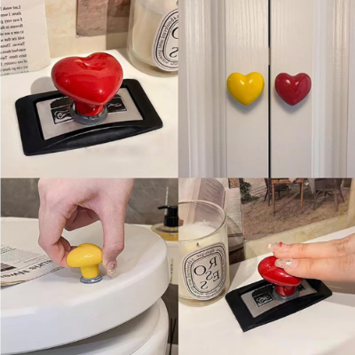 Picture of Toilet Tank Button Heart-shaped Toilet Buttons Charming Bathroom for Replacement-NR Mart-2024 - Multicolor