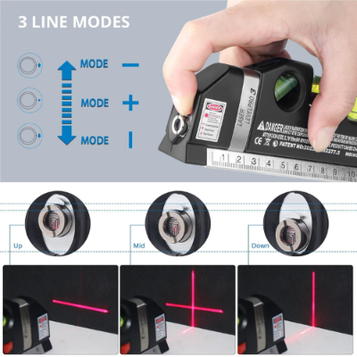 Picture of Multi-Purpose Laser Spirit Level with Measure Tape Measuring Ruler Aligner Tool-NR Mart-2024 - Multicolor
