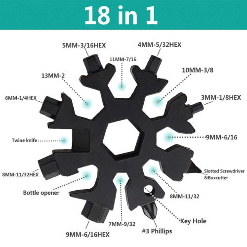 Picture of 18 In 1 Multifunctional Creative Snowflake Wrench Tool Steel Octagonal Small Wrench Hexagonal Portable Camp Outdoor Survive Tool-NR Mart-2024 - Multicolor