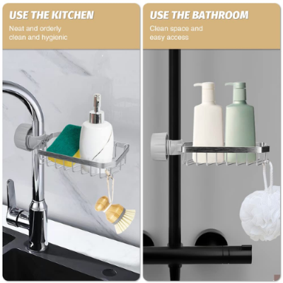 Picture of Faucet Sponge Holder for Kitchen Sink Caddy Storage Rack Holder Stainless Steel Dish Soap and Sponge Holder for Kitchen and Bathroom -  NR Mart-2024 - Multicolor