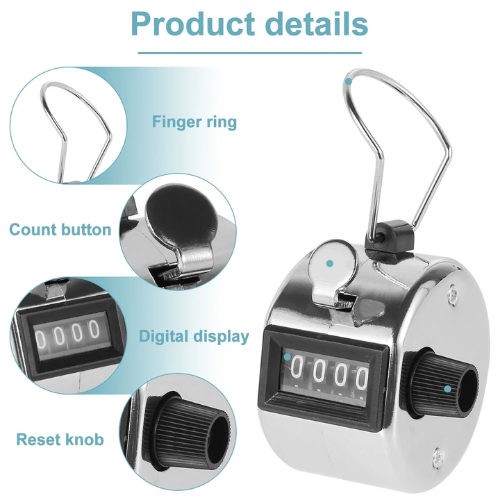 Picture of Metal Tasbih Tally Counter Manual Mechanical Clicker Tasbih with Finger Ring-Religious Items - NR Mart-2024 - Multicolor