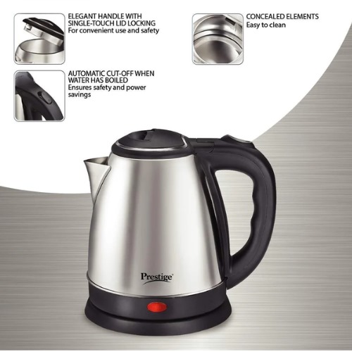Picture of Electric Kettle Nova / Prestige / Hawkins 02.0Ltr (Only Service Warranty: 2 Years) -  NR Mart-2024 - Silver