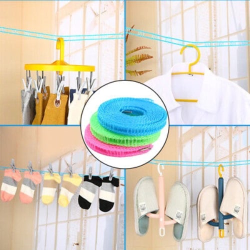 Picture of 5M Outdoor Clothesline Nylon Non-Slip Laundry Line Rope Cloth Hanging Rope Travel Business Windproof Clothes Cord -  NR Mart-2024 - Multicolor
