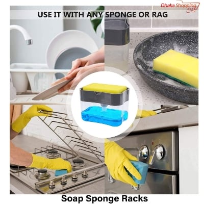 Picture of Hozada Soap Sponge Racks Soap Dispensers Detergent Dispensers 2 in 1 Kitchen Dish Washers Manual Press Soap Pump 380ML Foam Dispenser - NR Mart-2024 - multicolor