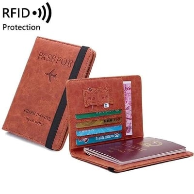 Picture of Multi-Function Credit Card Holder Leather Document Package Passport Holder Passport Bag Wallet Travel Cover Case - Passport Cover/Sonar Bangla passport cover - NR Mart-2024